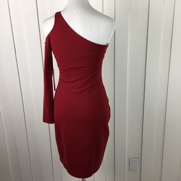 Susana Monaco Red Bodycon Dress One Shoulder - Picture 3 of 7